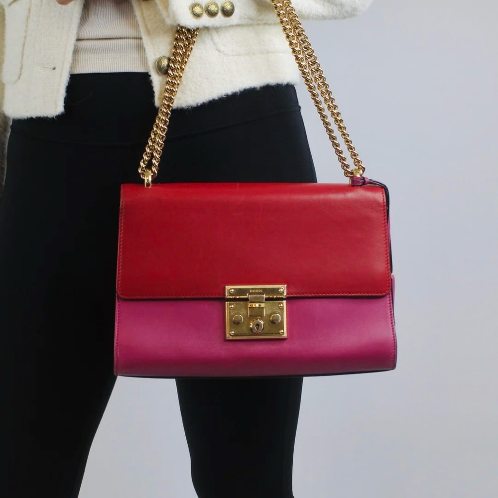 Gucci Padlock Authentic Pink and Red Shoulder/ Crossbody Bag - Picture 7 of 8